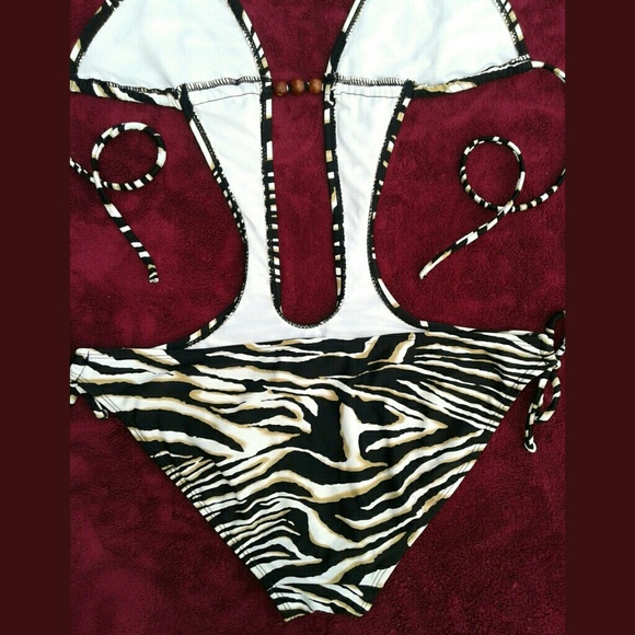 Zebra Triangle Halter Plunge Monokini Apollo Swim - Picture 6 of 8